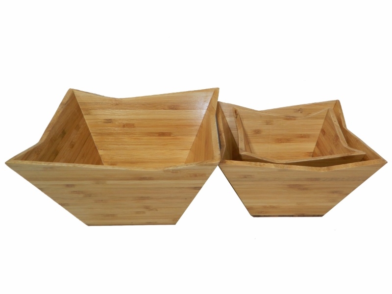 Refined Bamboo Geometric Nested Fruit Bowls - Eco-Friendly Kitchen Decor Set